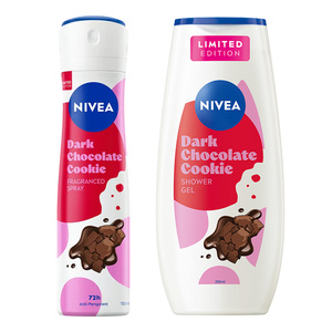 NIVEA Dark Chocolate Cookie zestaw perfumowany antyperspirant w sprayu 150 ml + żel pod prysznic 250 ml