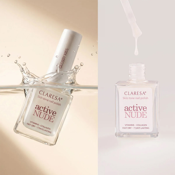Claresa Active Nude klasyczny lakier do paznokci Glossy Kiss 9,5 ml