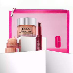 Clinique Hydration Honey zestaw prezentowy krem-żel do twarzy Moisture Surge 100H 30 ml + pomadka Almost Lipstick 1,2 g + krem pod oczy All About Eyes 5 ml + kosmetyczka