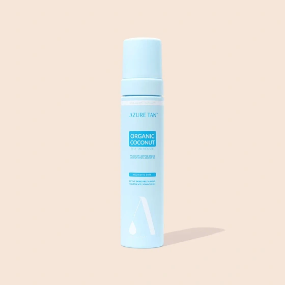 Azure Tan Organic Coconut Self Tan Mousse Medium to Dark samoopalająca pianka do ciała z wodą kokosową baza uniwersalna 200 ml