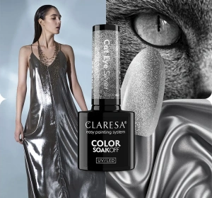 Claresa hybrydowy lakier do paznokci Cat Eye Silver 5 g