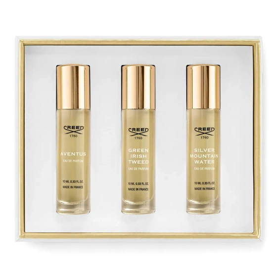 Creed Men's 3-Piece Gift Set woda perfumowana spray Aventus 10 ml + Green Irish Tweed 10 ml + Silver Mountain Water 10 ml