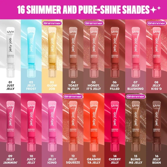 NYX Professional Makeup Jelly Job błyszczyk do ust o szklanym połysku 08 Jelly Kiss'd 7,5 ml
