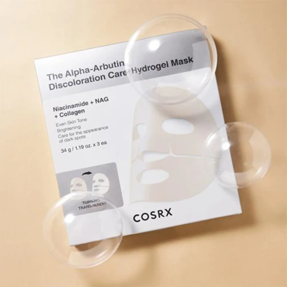 COSRX Alpha-Arbutin Discoloration Care Hydrogel Mask hydrożelowa maska z alfa-arbutyną 3 x 34 g