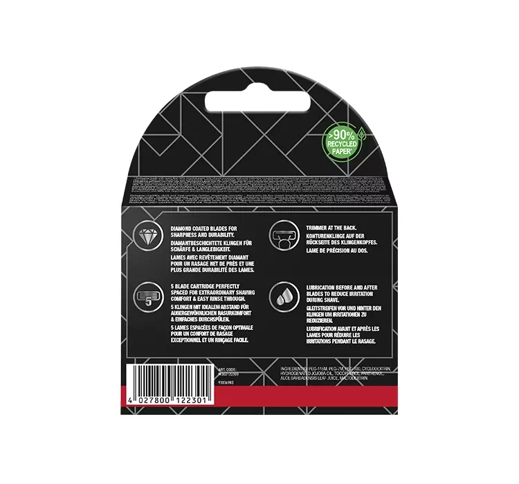 Сменные кассеты Wilkinson Sword Barber's Style The Designer, 5 лезвий, для мужчин, 4 шт — фото 2