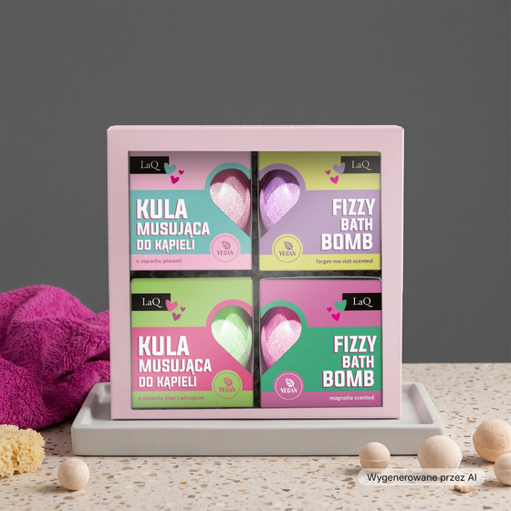 LaQ zestaw prezentowy musujące kule do kąpieli Twój Bilet do Domowego SPA 4 x 135 g