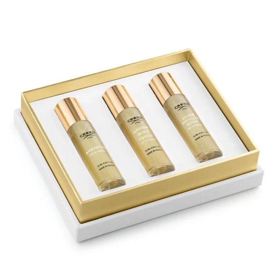 Creed Men's 3-Piece Gift Set woda perfumowana spray Aventus 10 ml + Green Irish Tweed 10 ml + Silver Mountain Water 10 ml