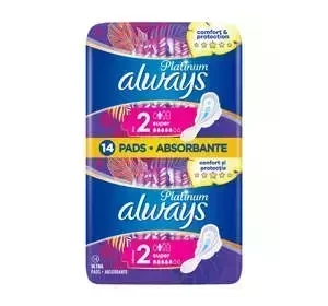 Always Platinum podpaski higieniczne ze skrzydełkami 2 Super 14 sztuk