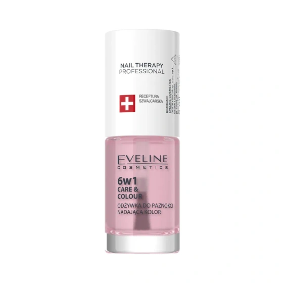 Eveline Cosmetics Nail Therapy Professional 6w1 Care And Colour skoncentrowana odżywka do paznokci Crystal Rose 5 ml
