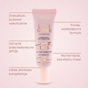 Hean Long Cover All Day Comfort wodoodporny podkład kryjący SPF25 C1 Ivory 25 ml